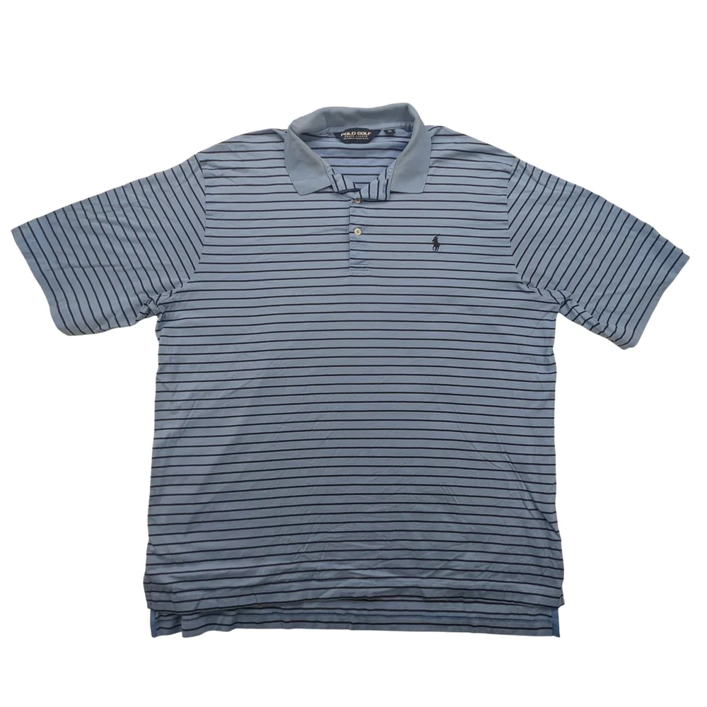 Polo Golf Ralph Lauren Shirt Mens XL Striped Blue Performance Classic Polo